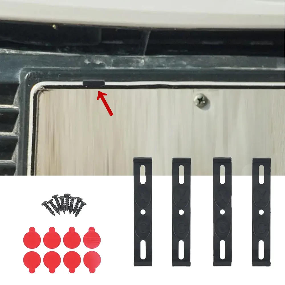 

4pcs Car Frameless Front Rear License Plate Holder Weather-Proof Number Plate Mount Bracket Auto Accessories for European Plate