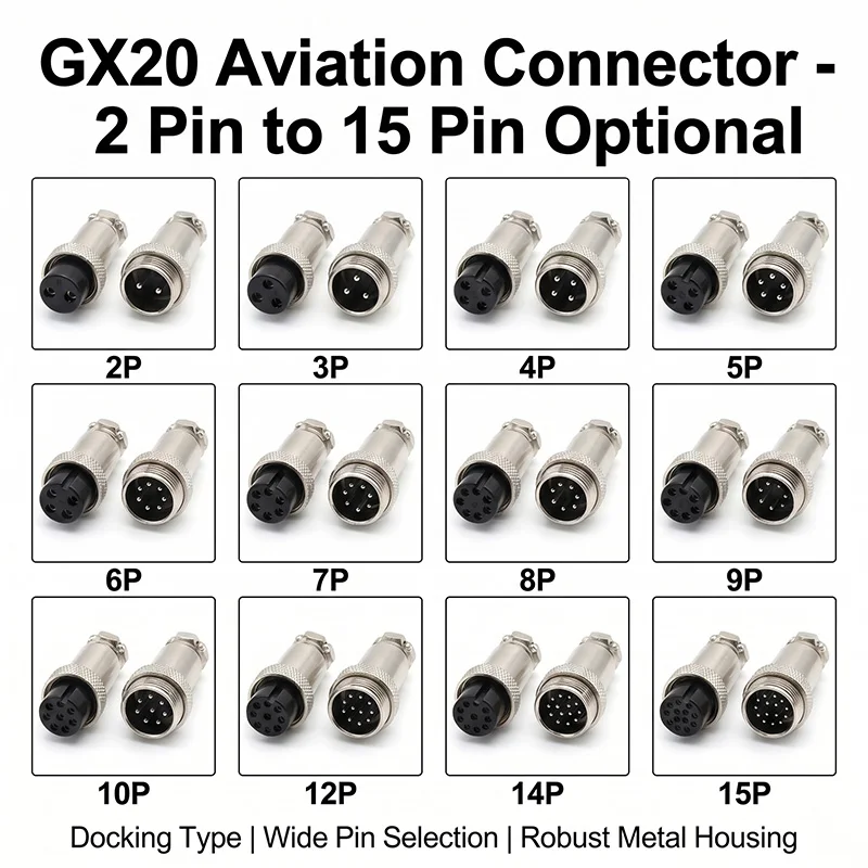 

GX20 Docking Aviation Connector 2 3 4 5 6 7 8 9 10 11 12 13 14 15 Pin Male Female Plug Socket Inline Wire Cable Connector Joint