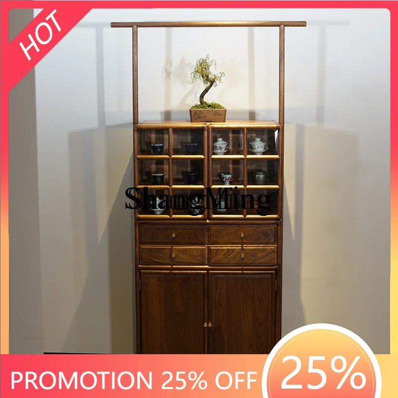 CL  solid wood modern Chinese simple tea room balcony cabinet rack storage cabinet