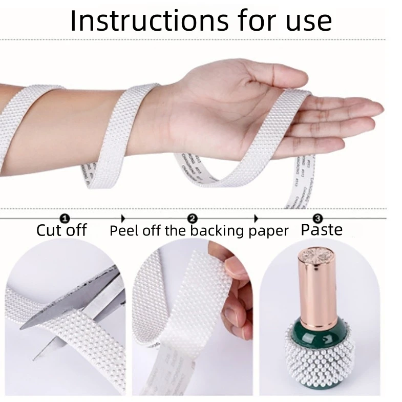 1야드 자체 접착 진주 트림 흰색 반원형 ABS 진주 체인 DIY 쥬얼리 공예 의류 장식 20mm 30mm
