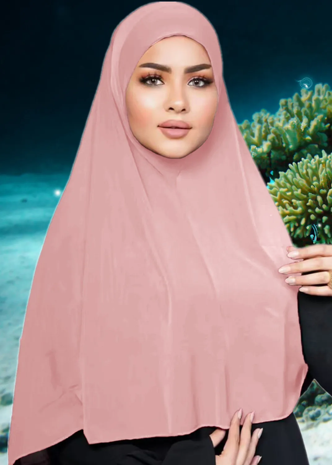 

Мусульманский хиджаб, мгновенный шарф, тюрбан, женский однотонный платок, Джерси Амира, исламский молитвенный хиджаб, готовый никаб, никаб