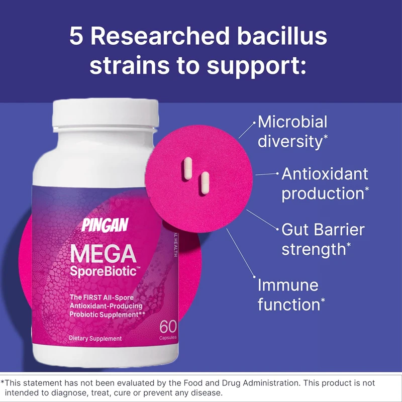 MegaSporeBiotic Probiotics Promote Digestive Health -60 Capsules Containing Spore Forming Bacillus and Bacillus Subtilis