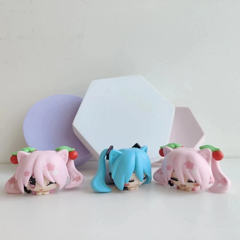 ฟิกเกอร์อะนิเมะ Hatsune Miku 6ชิ้นรุ่น Q น่ารักตุ๊กตาขยับแขนขาได้นอน Miku รูปไอดอลเสมือนจริงนักร้องรถยนต์/ห้องสะสมเครื่องประดับของเล่น