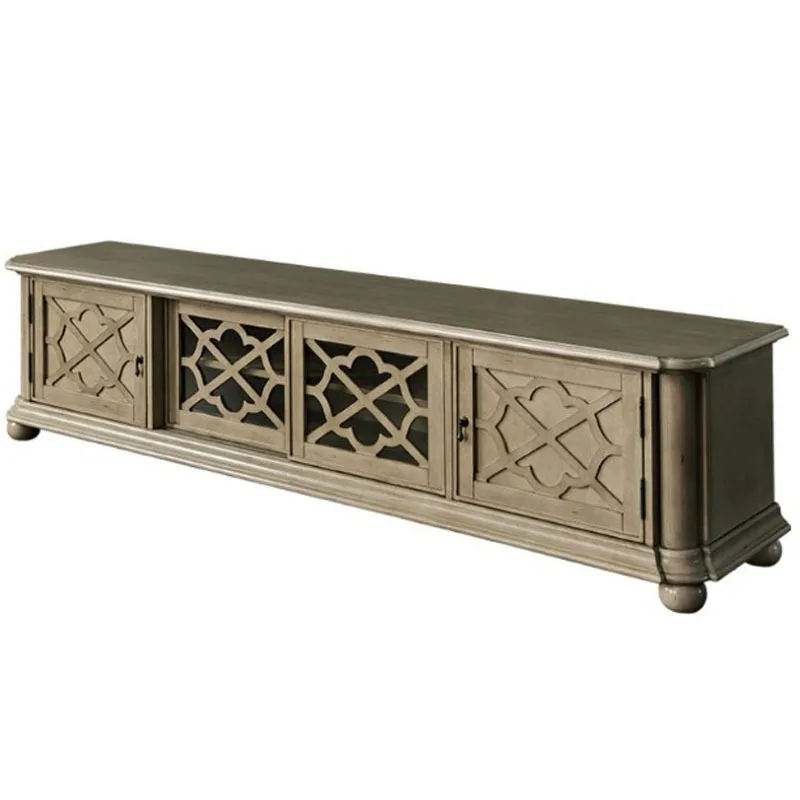 American country solid wood retro carved TV cabinet Nordic household small apartment storage floor cabinet villa furniture