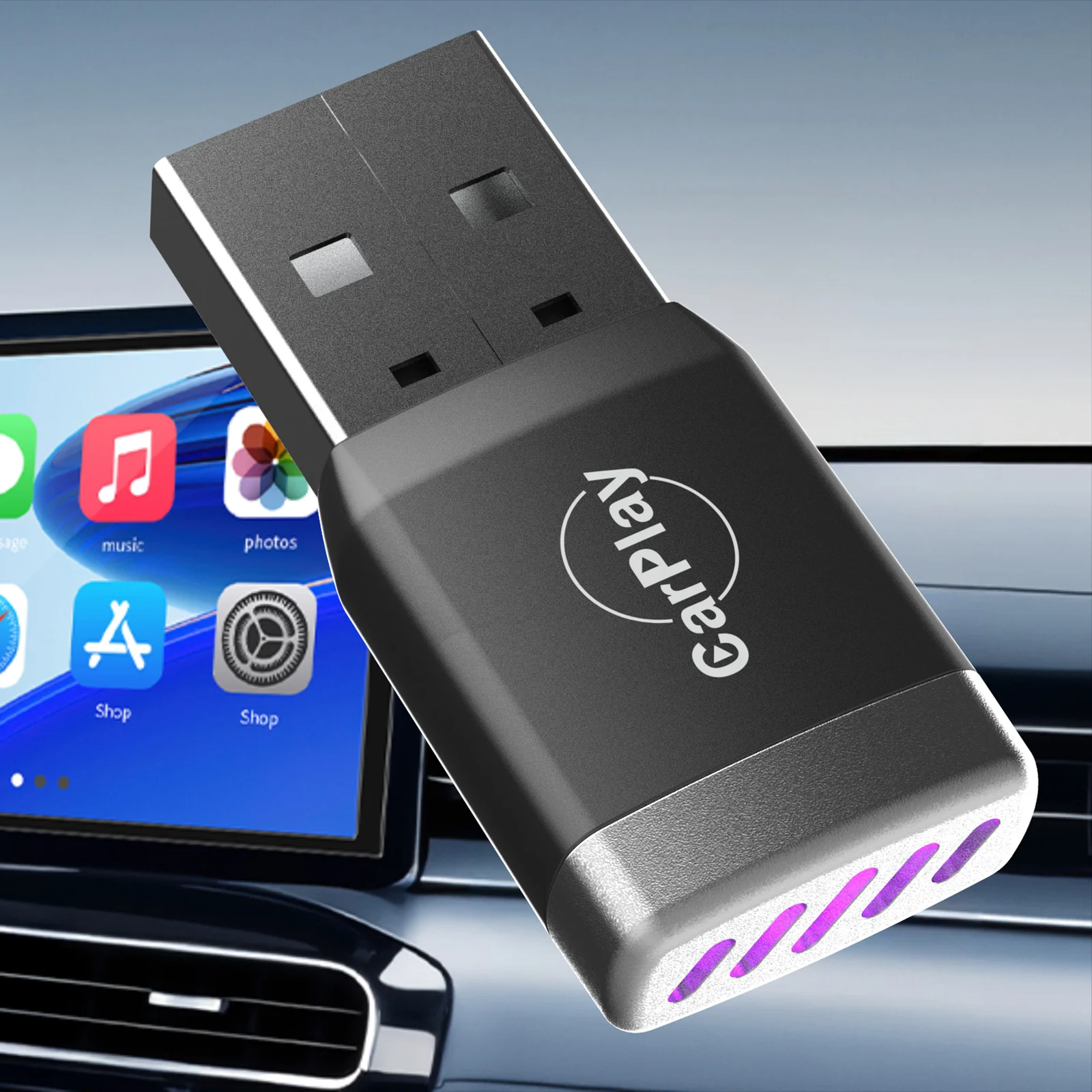 Converts Wired To Wireless CarPlay Adapter Plug & Play Wireless CarPlay & Android Auto Adapter USB Dongle for Factory Wired Cars