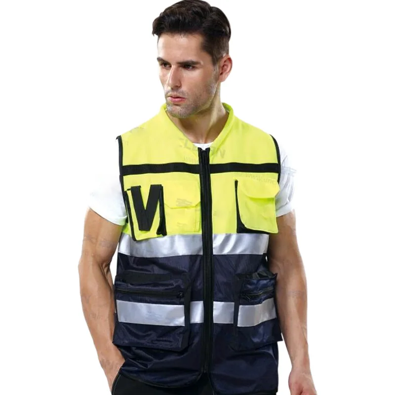 

Plus Size 4XL Hi Vis Reflective Vest with 3M Stripes Safety Vest for Men Construction Two Tone Workwear Clothes