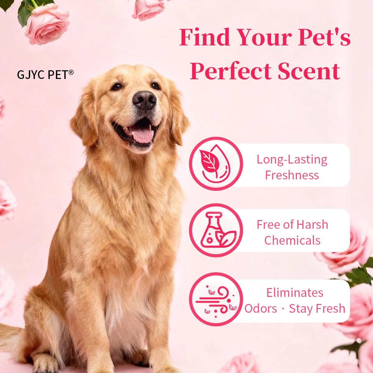 Pet Perfume Rose Scent Natural Long Lasting Deodorant Spray For Dogs Cats Alcohol Free Odor Eliminator Gentle Safe Grooming Mist