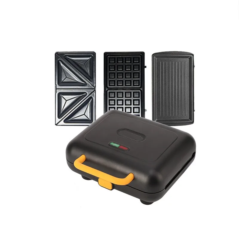 New 3 In 1 Breakfast Maker, Interchangeable Plates Sandwich Waffle Steak Grill Machine, Multifunctional Toast Baking Machine