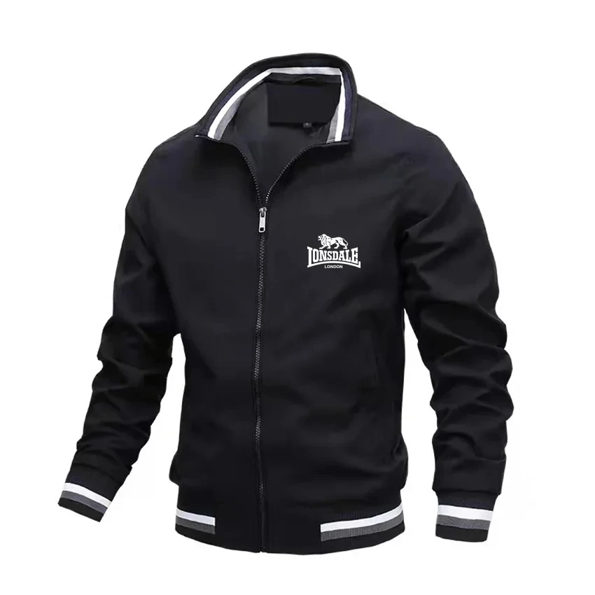 Men's Casual Slim Baseball Jacket Latest Spring Fashion High Quality Jacket LONSDALE Logo Aviator Stand Collar Jacket