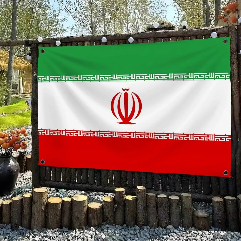 Iran nation black logo Flags Custom Camping Outdoor Garden room Bedroom Decor Party Backdrops Wall Art Family Gifts