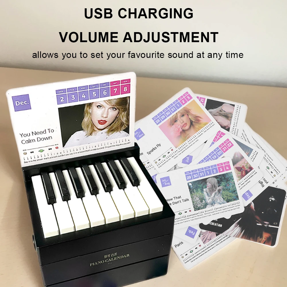 Taylor Piano Calendar 2025 Piano Desk Calendar Playable Mini Piano Calendar Music Sheets Toy Desktop Ornaments Gifts for Fans