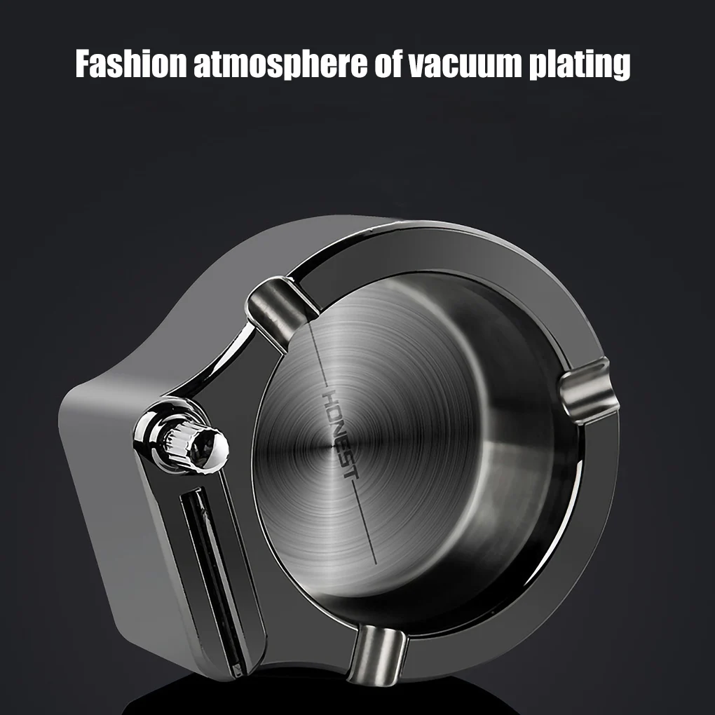 1 Pcs Portable Retro Metal Ashtray Ten Thousand Match Lighter Car Home Smokeless Storage Holder Stainless Steel Ashtray