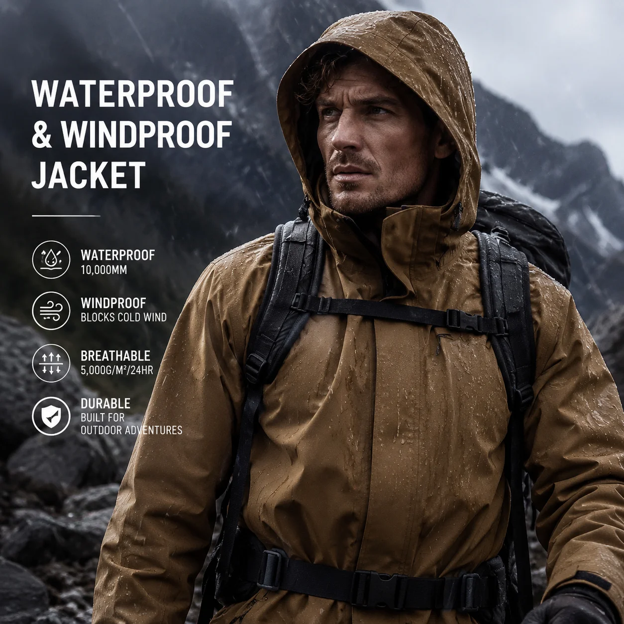 Outdoor Unisex Soft Shell Coat Autumn Hooded Waterproof Hiking Jackets Men Windbreaker Rain Coats for Hiking Camping Travel Tops