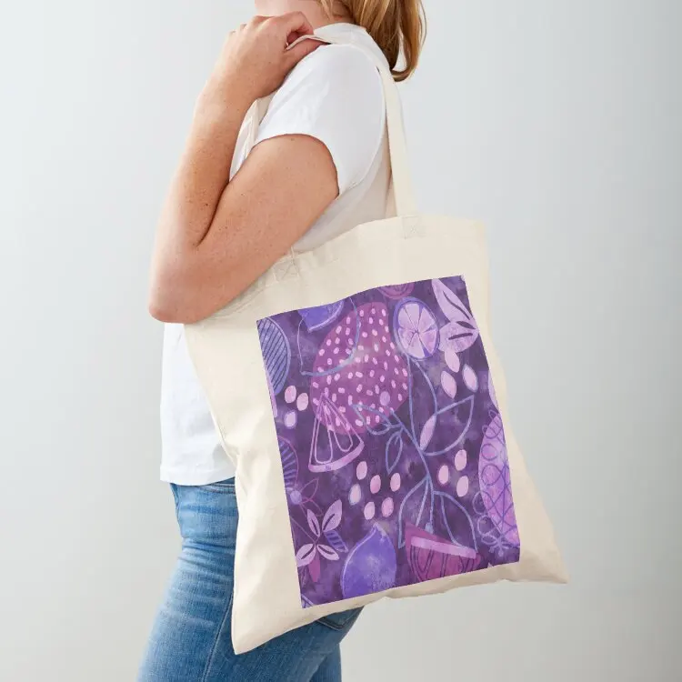 Fruit Salad Purple Tote Bag cloth bag woman canvas tote shopper bags Customizable tote bag