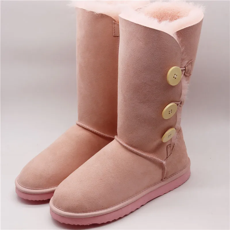 Hot Sale Fashion Genuine Sheepskin Leather Snow Boots Natural Fur Winter Boots Waterproof Warm Thick Wool Boots Women