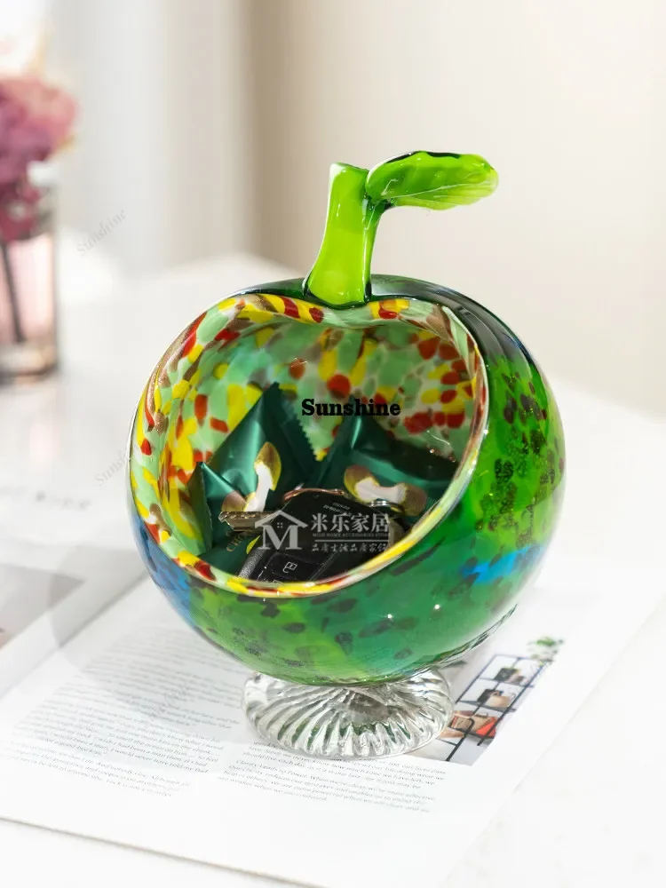 Modern porch glazed green apple storage basket ornament high-end home decorationTJ