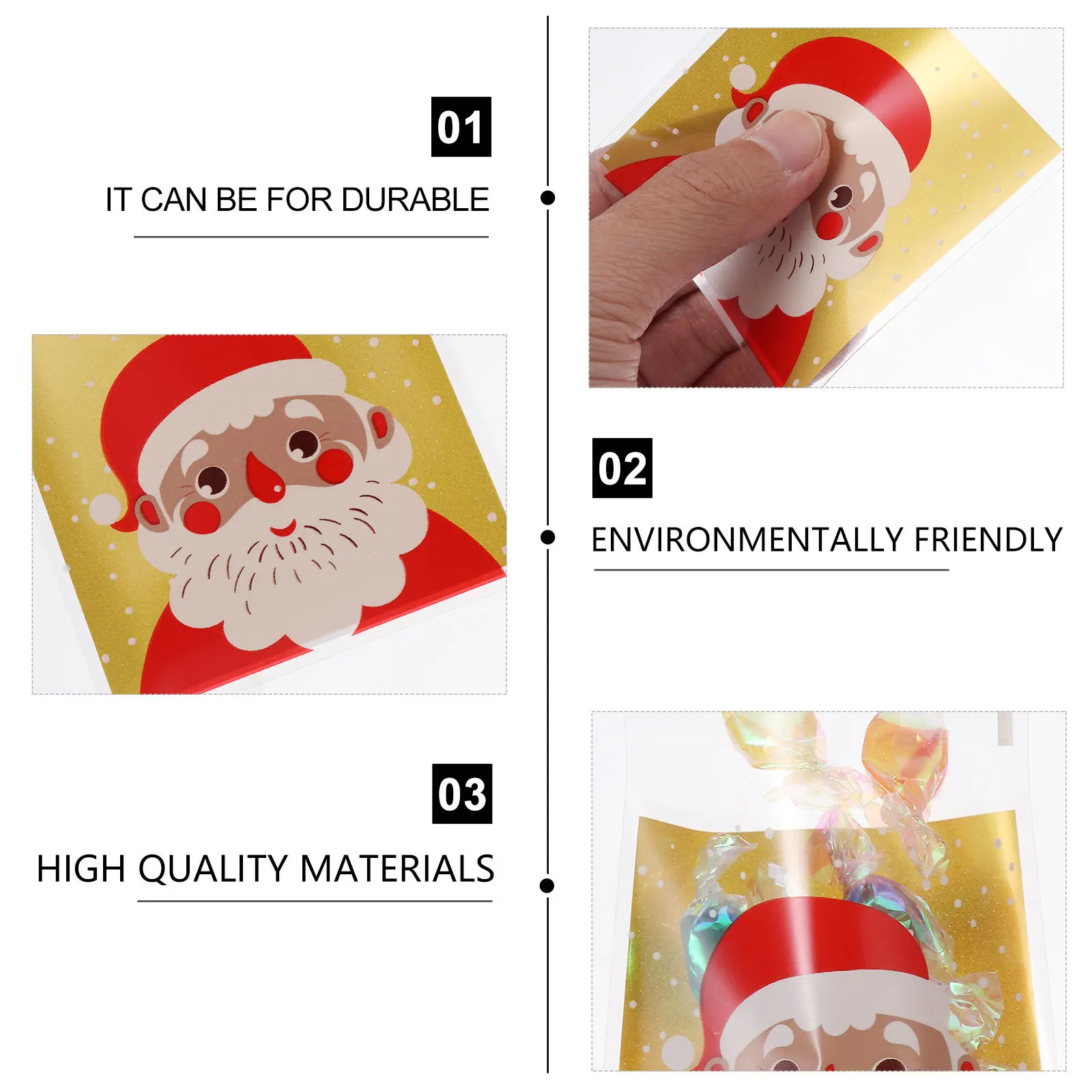 

200Pcs Christmas Gift Bags Food Grade Biscuit Candy Pouches Xmas Supplies Adorable Gift Bags Biscuit Storage Pouches