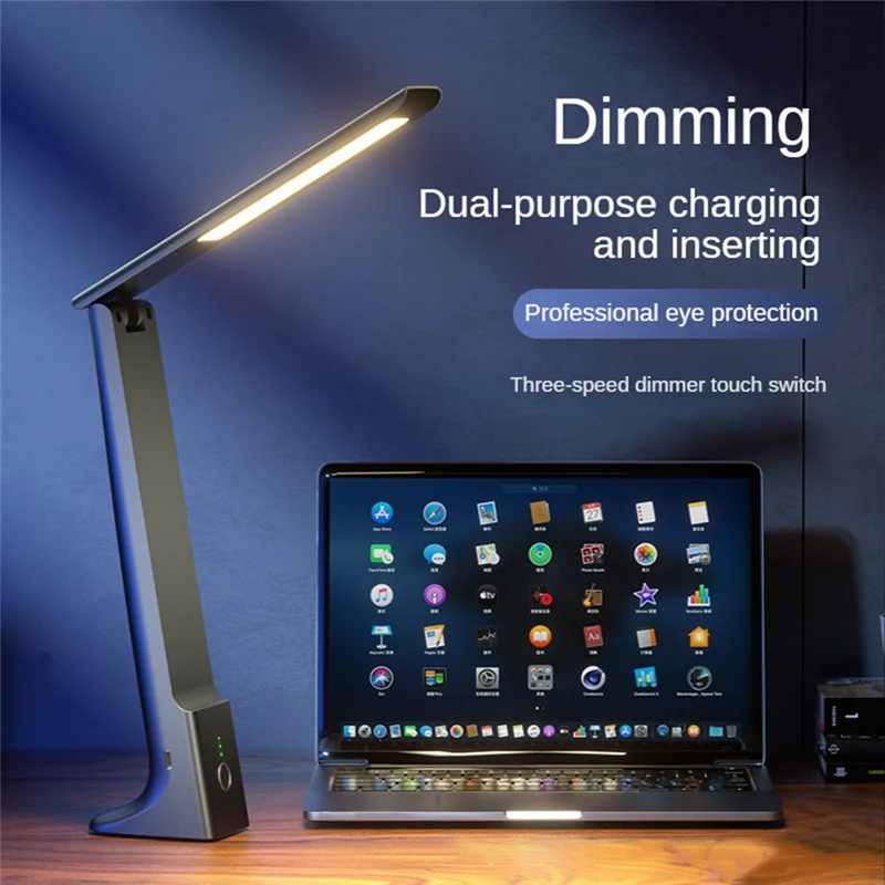 N08R LED Folding Desk Lamp Charging Touch Control Dimmable Desktop Eye Protection Reading Study Office Bedroom Bedside Lamp