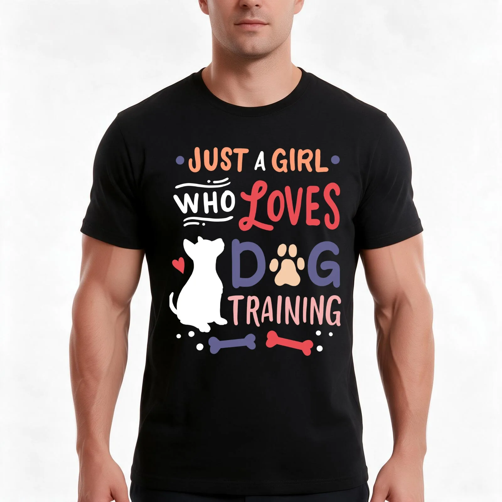 Dog Training Dog Trainer T-Shirt, Summer Casual Cotton Tee, Oversized Streetwear Tops, Vintage Graphic Print, Unisex Men Women