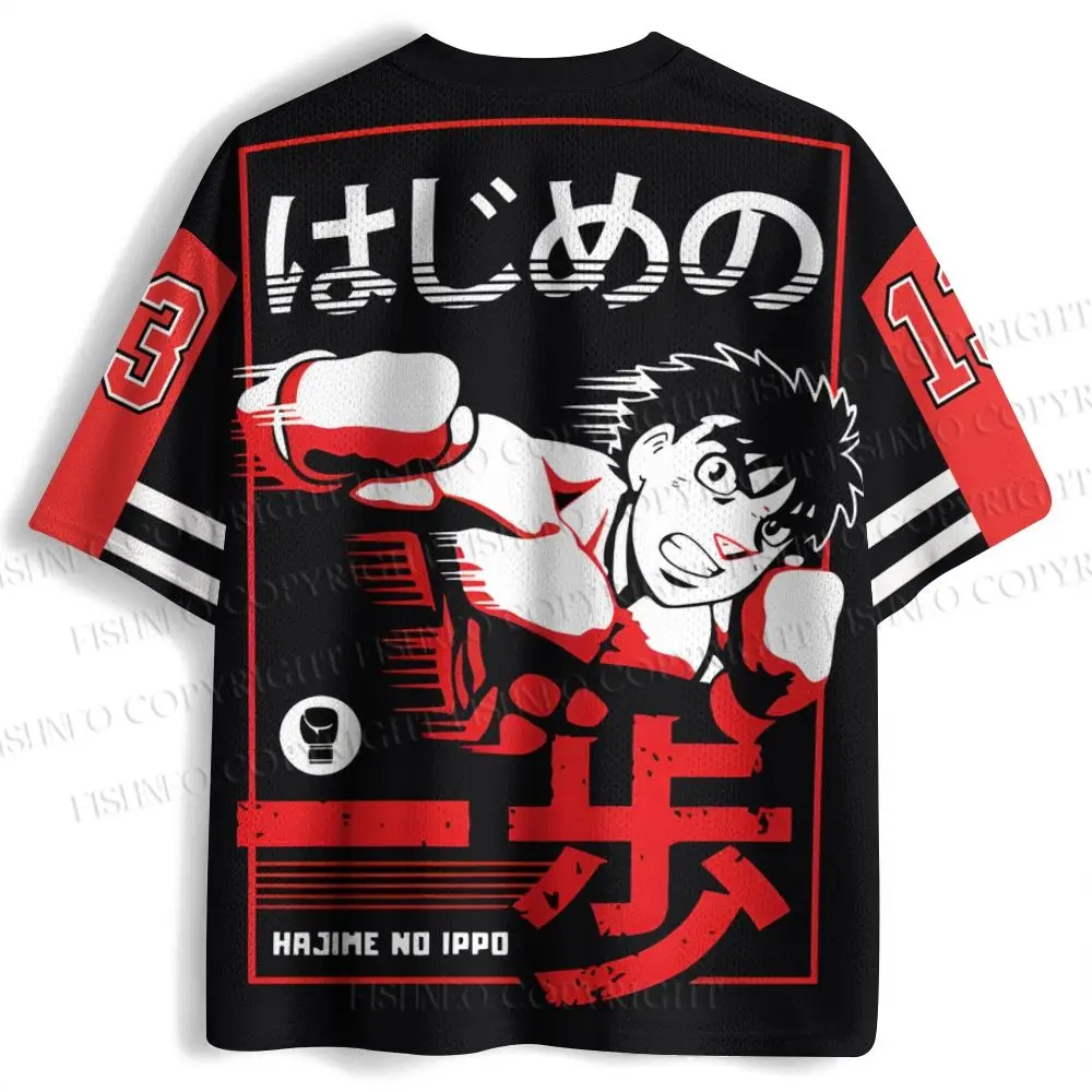 Men's New Makunouchi Ippo Jersey Boxing Graphic Round 1 Label Short Sleeve Hajime No Ippo The Wind God Anime Casual Streetwear