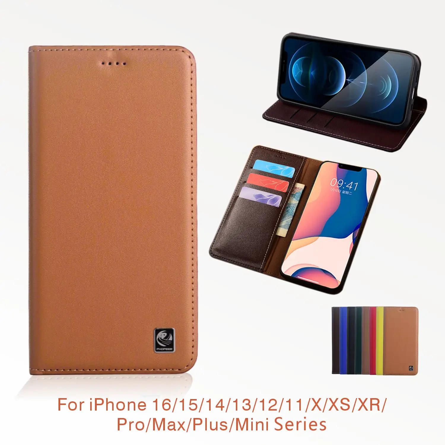 

Phone Cases For iPhone 16 15 14 13 12 11 X XS XR Pro Max Plus Mini Series Flip Card Slot Holder Wallets Smartphone Case