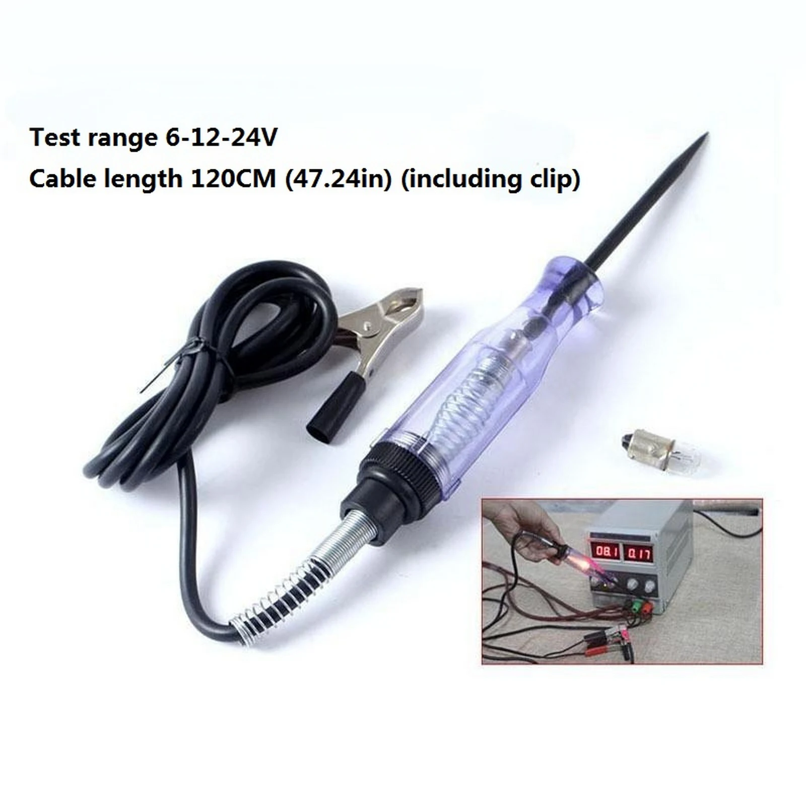 Carro Tensão Circuito Fio Tester, 6V, 12V, 24V, DC, Sonda Longa, Pen Detector, Ferramentas de Reparação Automóvel, Portátil Auto Cabo Rastreador