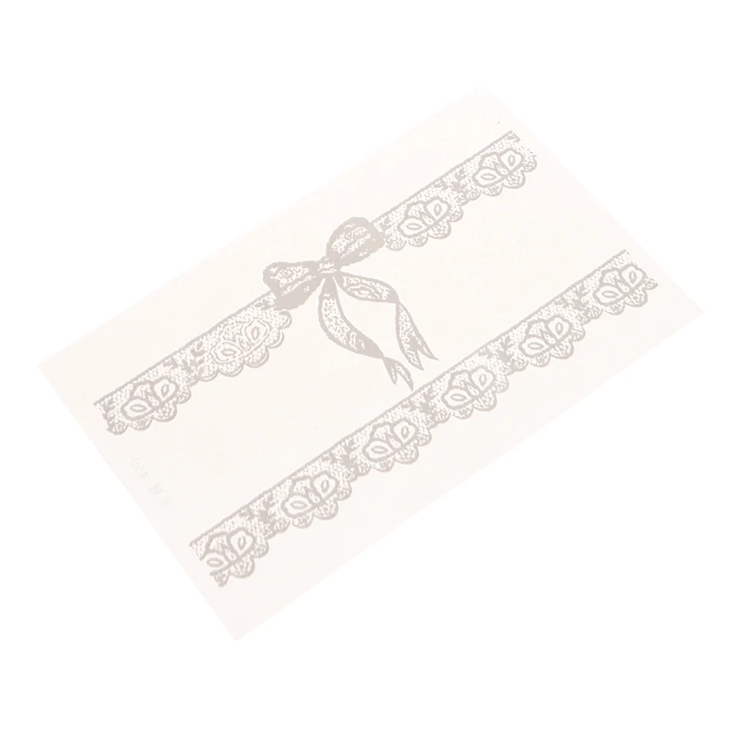 Lace Bow Herbal Juice Tattoo Stickers Half Arm Chest Waterproof Temporary Tattoos Fake Sexy Collarbone Hotwife