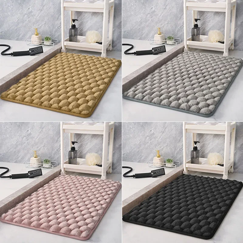 Memory Foam Non-slip Carpets Large Particle Embossed Bathroom Mat Basin Bathtub Side Floor Rug Absorbent Doormat Carpet Washable