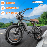 Emoko C91 E-Bicycle 1000W 48V20Ah Removable Battery Dual Suspension Shock Absorption Electric Bicycle Aldult Fat Tires E-Bike