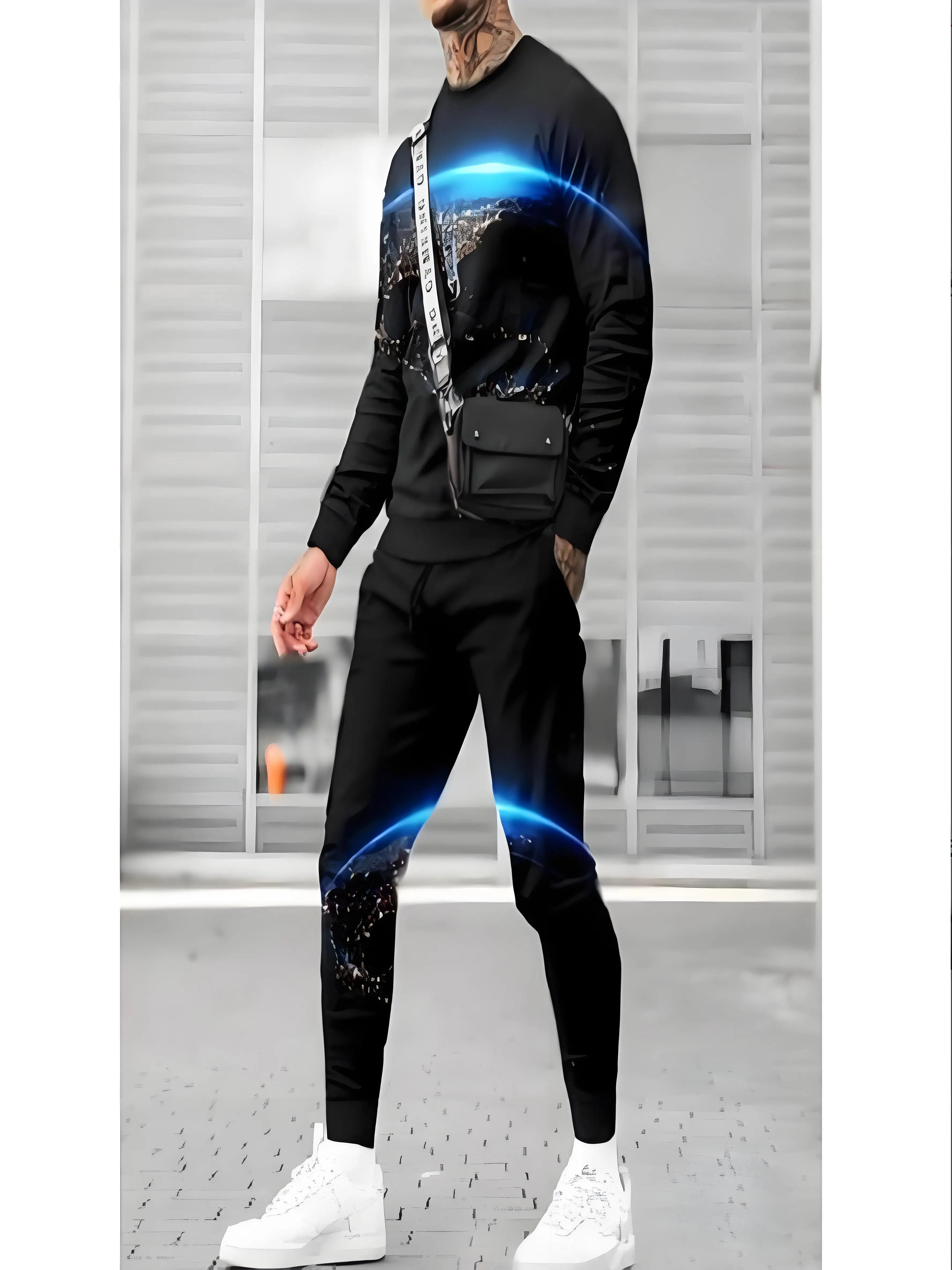 Spring/Summer Men's Set Sports Running Slow Running Comfortable Pants Fitness Creative Pattern Large Size 4XL2024