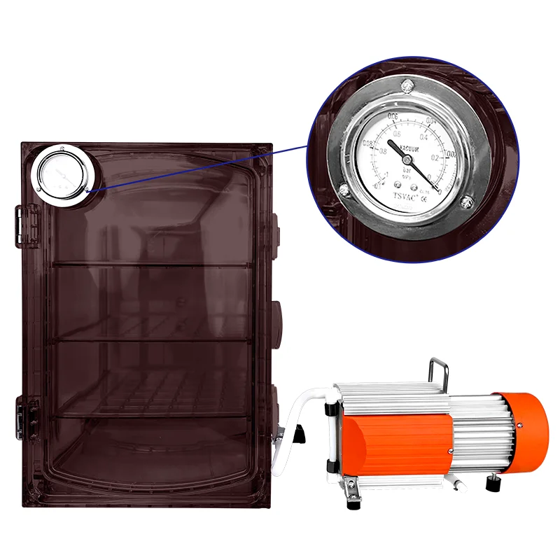 IKEME Laboratory Vacuum Drying Equipment Acrylic Vacio Chamber Dryer Vacuum Moisture Proof Cabinet PC Plastic Vacuum Oven