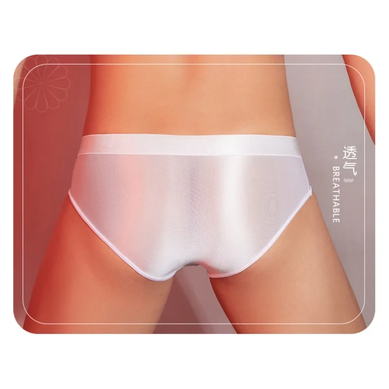 Transparent Erotic Panties Men Sexy Underwear Ultra Thin Oil Shiny Underpants Gay Bulge Pouch Briefs See Through Glossy Lingerie