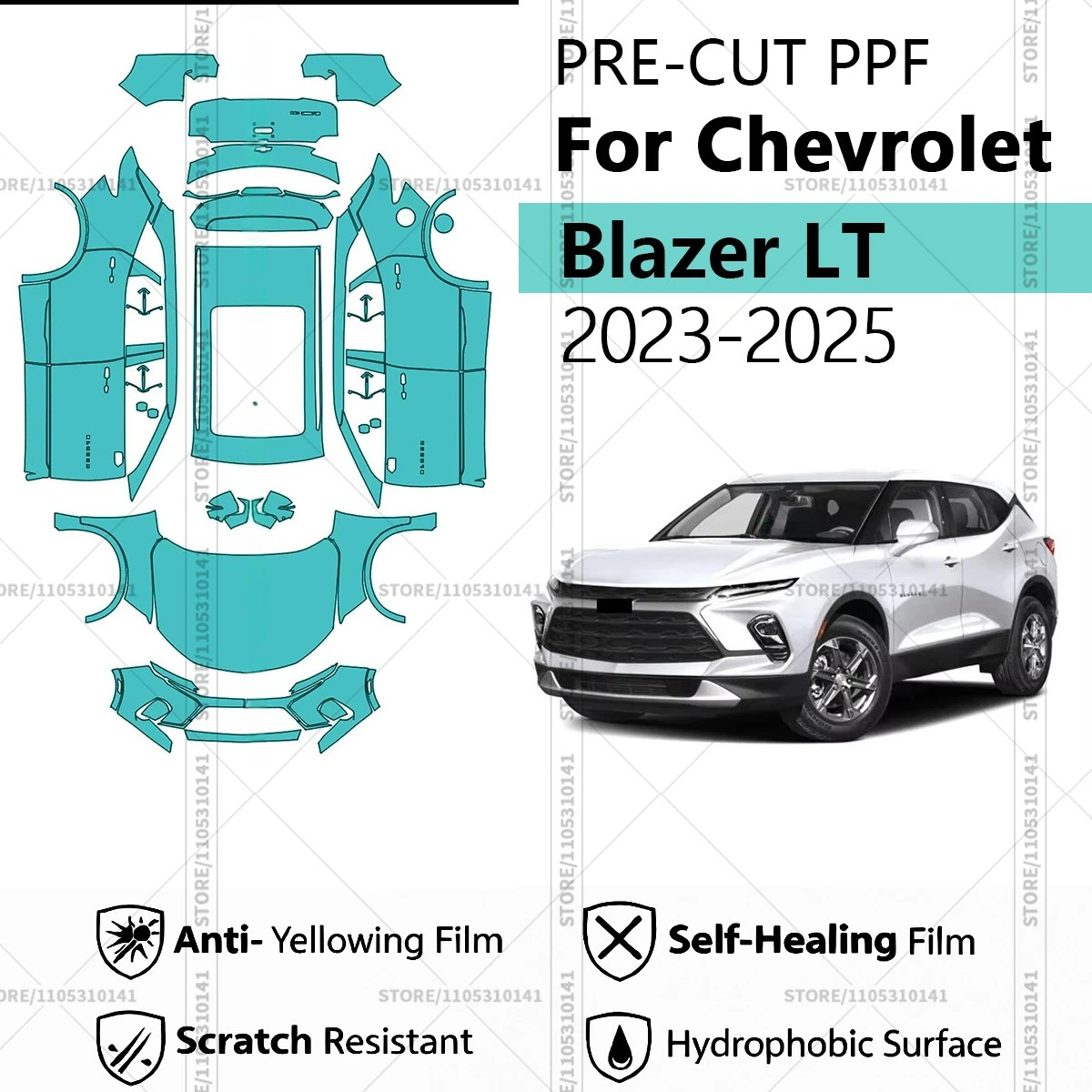 Pre-Cut Paint Protection Film PPF Transparent Car Film Automotive PPF For Chevrolet Blazer LT 2023-2025 Full Vehicle