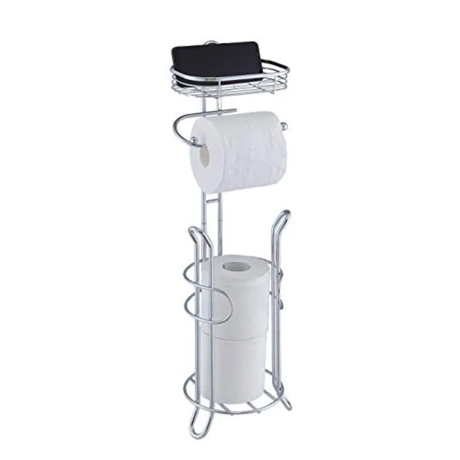 

Bathroom Heavyweight Toilet Tissue Paper Roll Storage Holder Stand with Reserve and Shelve The Reserve Area Has Enough Space to
