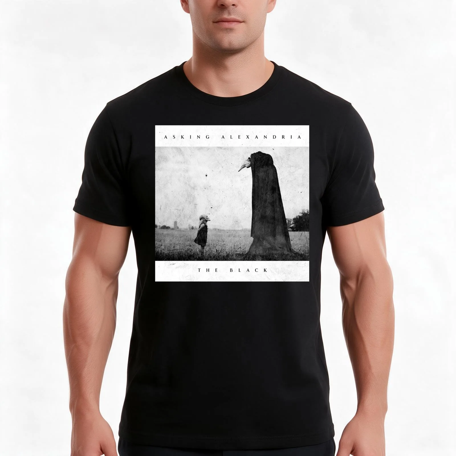 Asking Alexandria The black T-Shirt, Summer Casual Cotton Tee, Oversized Streetwear Tops, Vintage Graphic Print, 100% Cotton