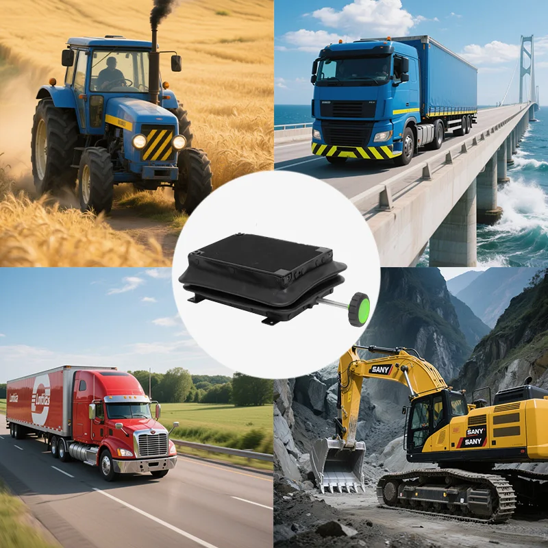 قاعدة ممتص الصدمات للمقعد الميكانيكي العالمي مع آلية مقصية قابلة للتعديل، مناسبة للرافعات الشوكية والجرارات والشاحنات.