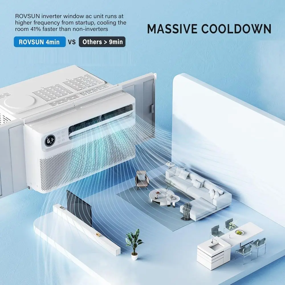 Inverter Compressor Window Air Conditioner Unit with Remote Control Timer Function Pre-Installed Kit for Room Cooling