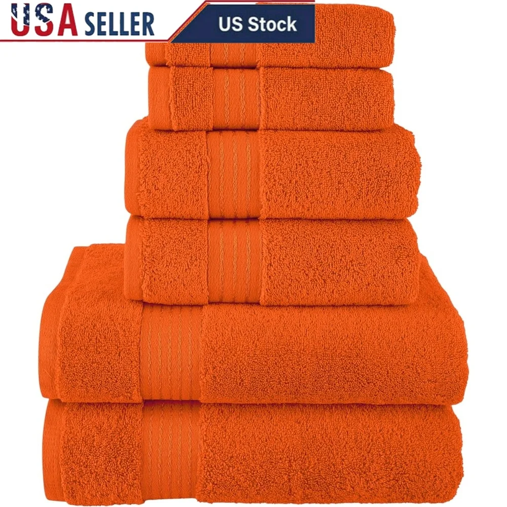 

Premium Turkish Cotton Towel Set 6 Pieces Bath Towels Hand Towels Washcloths Quick Dry Soft Absorbent Oeko-Tex Certified
