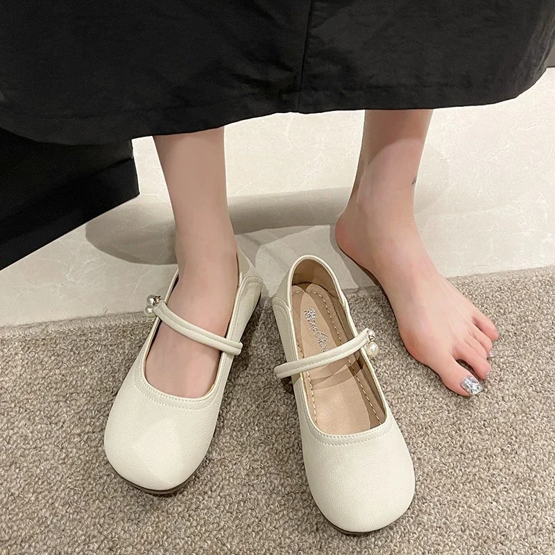 2024 New Round Toe Comfortable Casual Flat Shoes Solid Color Buckle Elegant Shallow Mouth Breathable Women's Shoes NO:X9