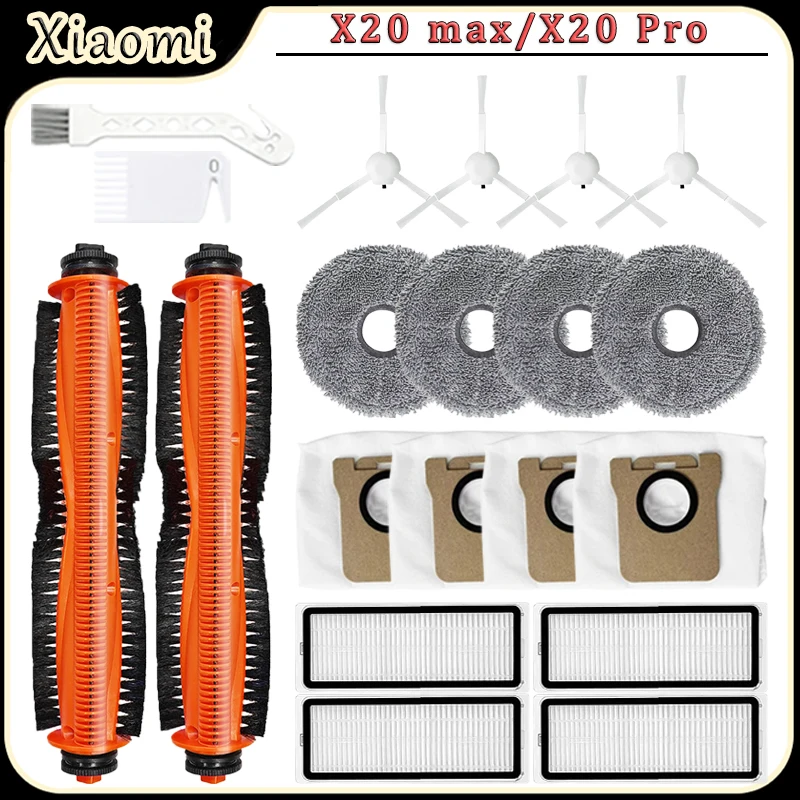 replacement-parts-kit-for-xiaomi-x20-max-x20-pro-robot-vacuum-accessoriesmain-brushside-brushfiltermop-clothdust-bags-part