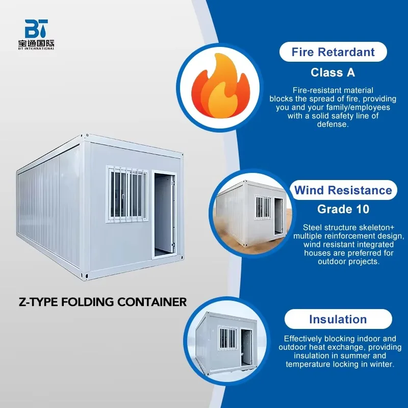 Z-Type Folding Container House Galvanized Steel Sandwich Panel Waterproof Breathable Modern Design For Hotel Office