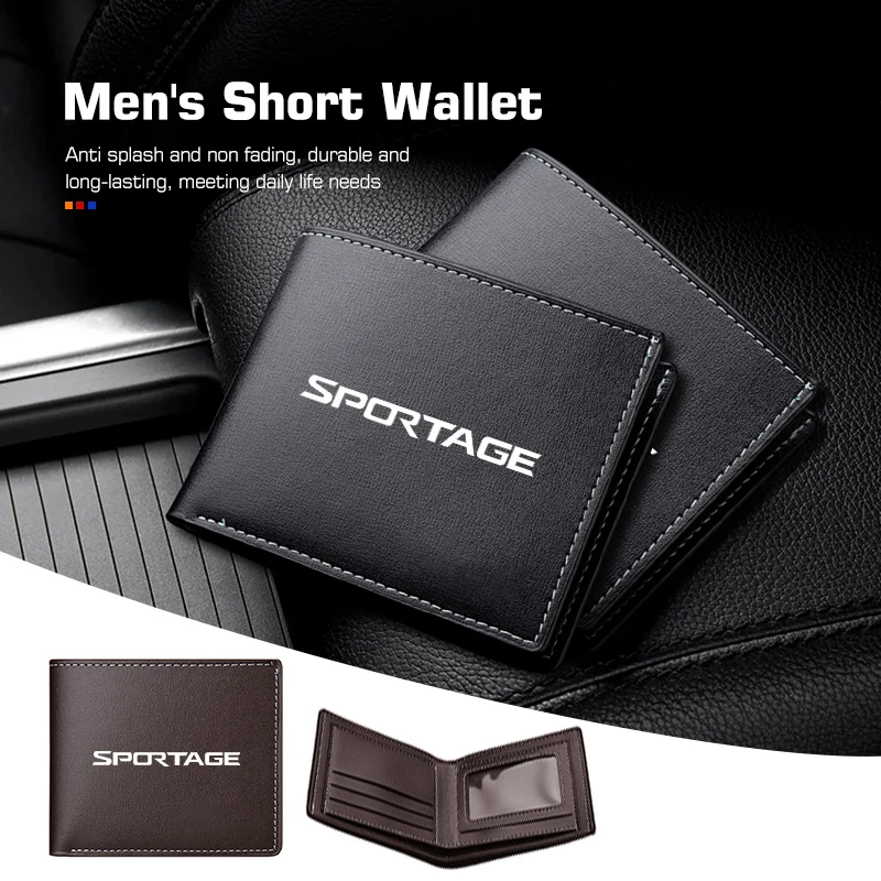 Leather Business Wallet Car Logo Card Holder Men Coin Purse For KIA Sportage Ceed Sorento Niro Cadenza Proceed Sephia