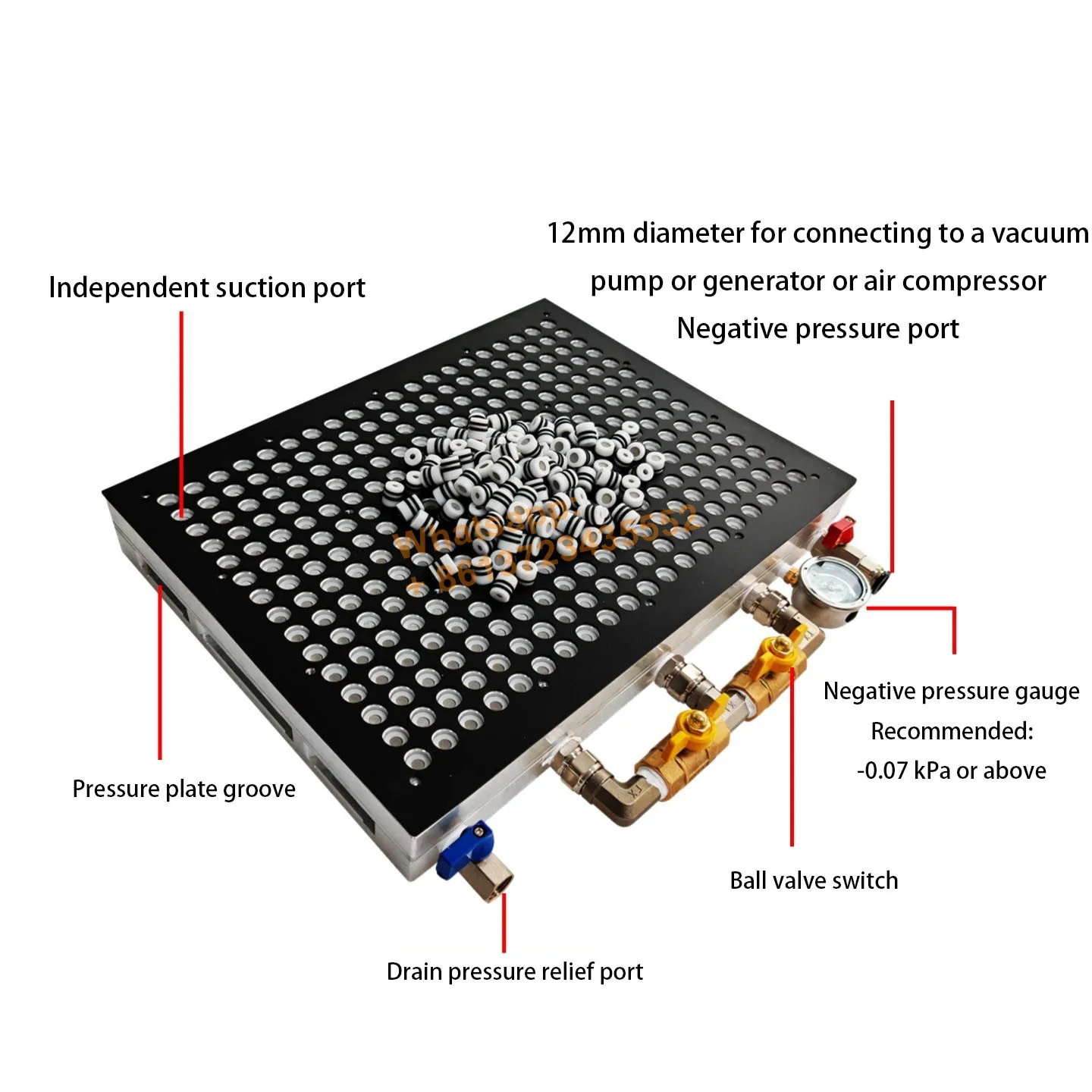 Multi-hole vacuum suction cup without sealing strip, can be milled through the hole and can be sucked industrial platform