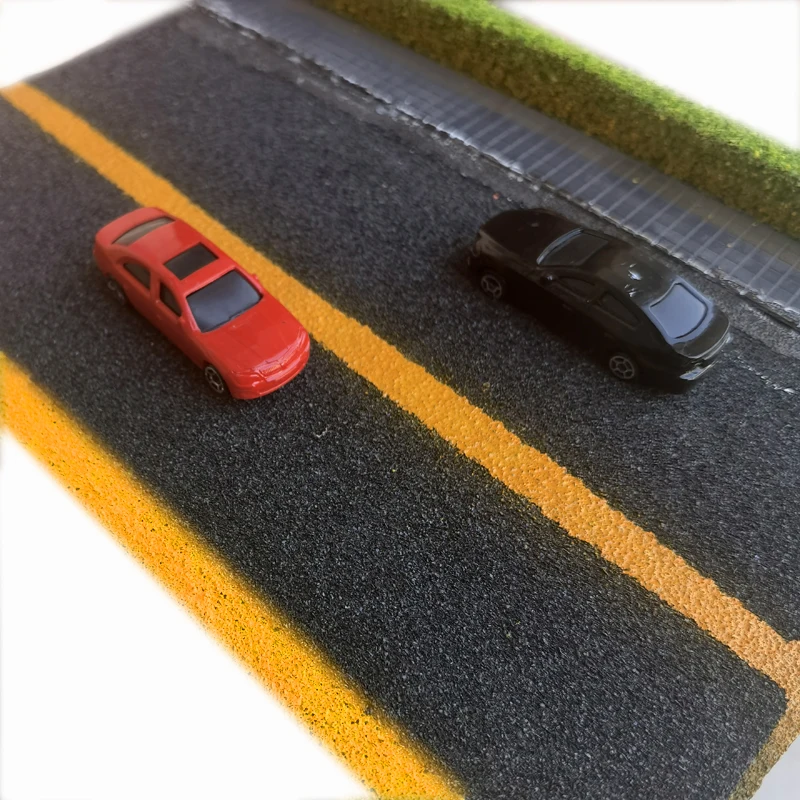 Modelo de pegatina de carretera, textura Granular, carretera de alquitrán interstate, cinta de ferrocarril gris negro con paisaje adhesivo, camino