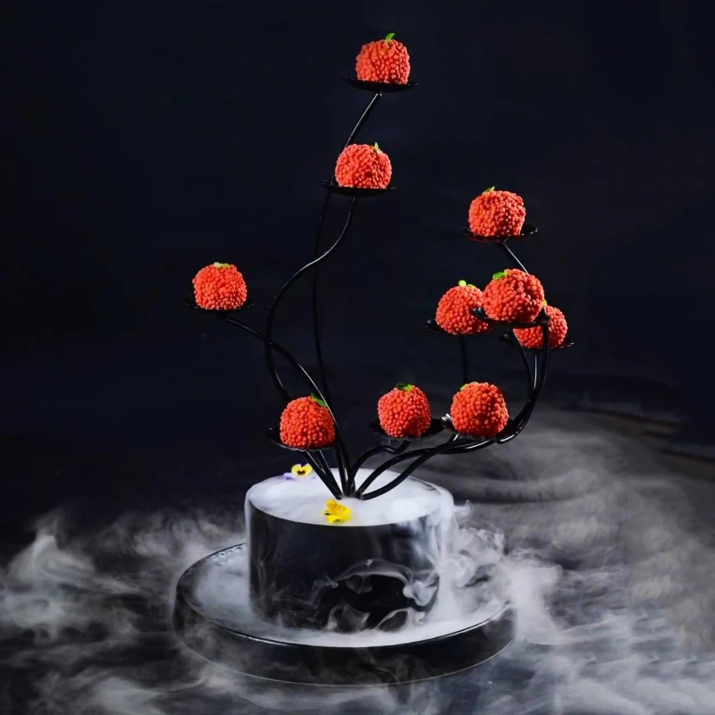 

Creative Dry Ice Flower Shelf for Hotel Club Bar Display Set - Attractive Combination of Lychee Shrimp Balls and Dessertware