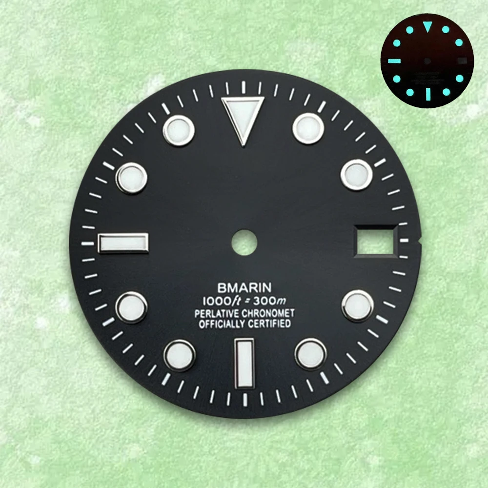 28.5mm Dial S Logo Suitable For NH35/NH36 Japanese Automatic Movement Blue Luminous Watch Modification Accessories