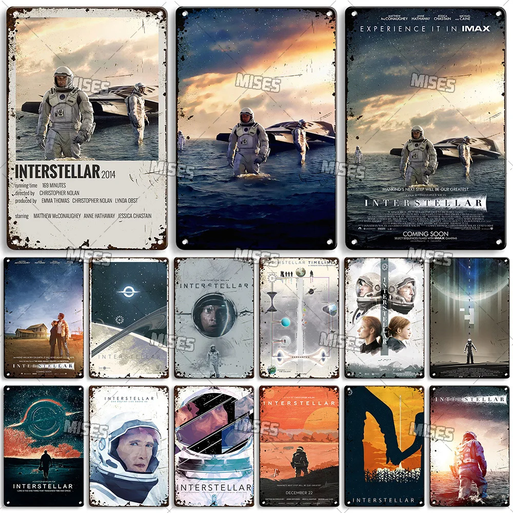 MISES Movie Interstellar Metal Plate Vintage Metal Tin Sign Retro Metal Plaque Man Cave Home Garden Metal Sign Industrial Decor