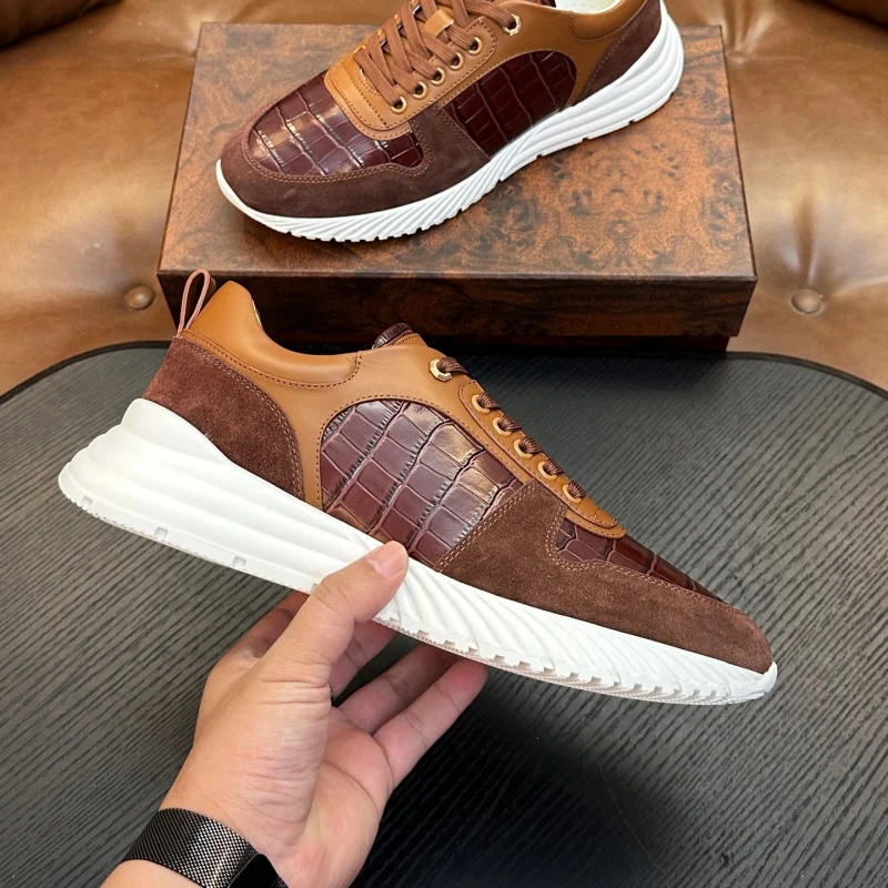 2026 new leather and cowhide texture high-end classic retro simple men's casual sports shoes
