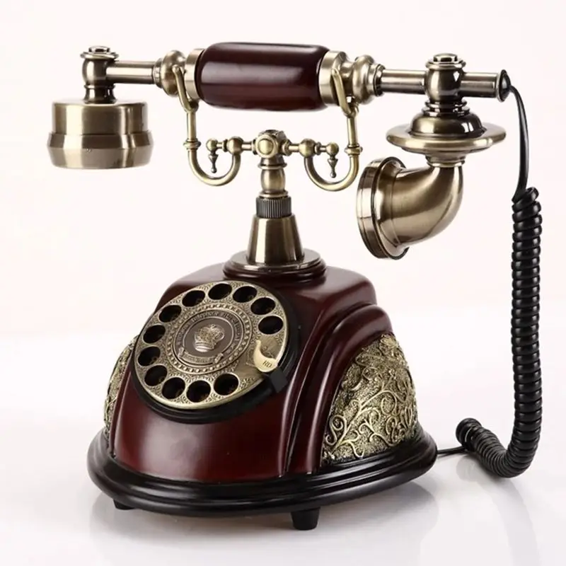 Rotary Dial Telephone Retro Old Fashioned Landline Phones with Classic Metal Bell, Corded Phone with Speaker and Redial for Home