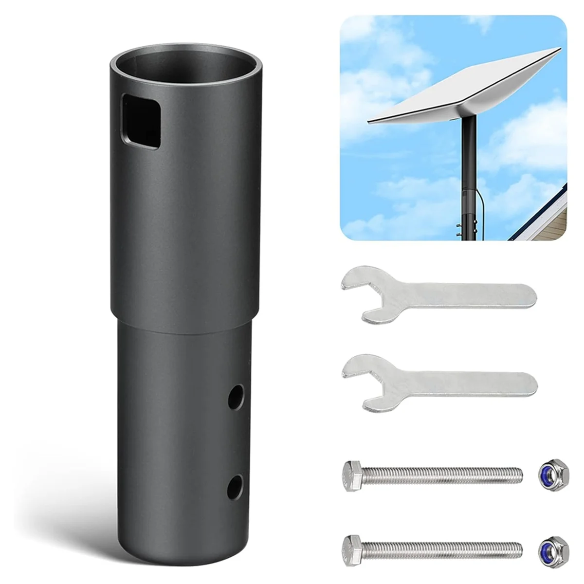 เสา Mount, อะแดปเตอร์ท่ออลูมิเนียมอัลลอยด์ Mount Kit สําหรับ Starlink จาน V2 เสาอากาศเสาเสาดาวเทียมเสาไม่มี U Clamp